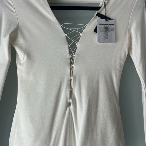 Alexander T Wang white plunging lace up front & back bodysuit - Picture 7 of 14